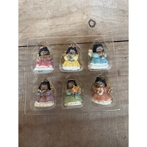 Gift Co. Set Of 6 Afro American Polystone Mini Ornaments, Vintage‎